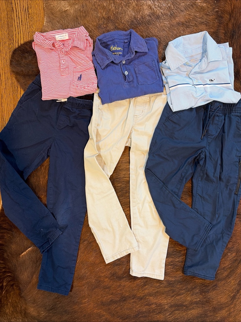 Boys size 5/6t clothing lot 3 Short Sleeve Polo Shirts & 3 Chinos Pants Preppy